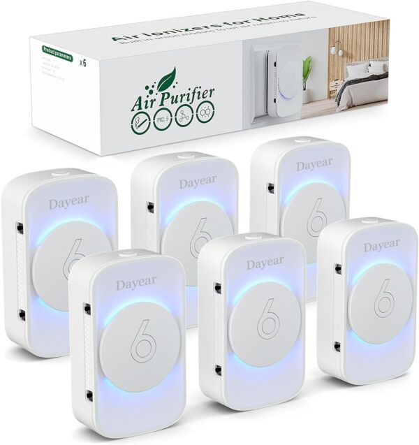 Air Purifier for Bedroom, Dayear Plug In Negative Ion Air Purifier, 3 Led Light Modes +Hidden Working Indicator, Purify Smell, Suitable for Home/Kitchen/Toilets/Living Room/Pet Room/6 Pcs - Image 2
