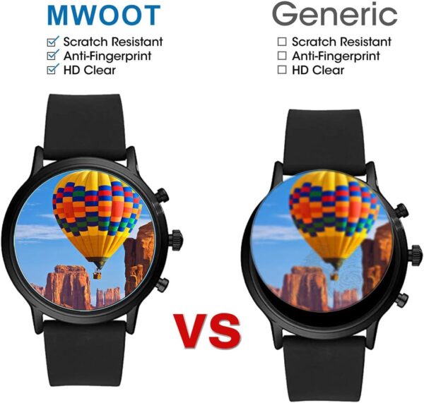 MWOOT 4-Pack Compatible with Fossil Gen 5 Men Carlyle Smartwatch Screen Protector Glass Tempered, 9H Hardness Scratch Resistant Protective Glass Film for Smartwatch Screen Protection - Image 7