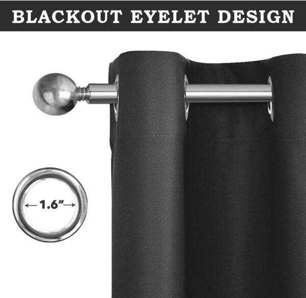 Blackout Curtains for Bedroom - Thermal Eyelet Grey Curtains Window Treatments Super Soft Ring Top Living Room Curtain & Drapes 2 Panels 46 x 54 inch Drop - Image 7