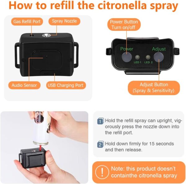 Anti Barking Dog Collars, Automatic Citronella Spray Stop Dog Barking Collar, Rechargeable Anti Bark Collar for Small Large Dogs, Safety No Shock Dog Training Collar - Image 5