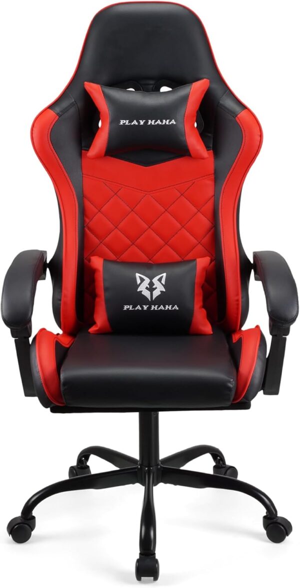 Gaming chair Office chair Swivel chair Computer chair Work chair Desk chair Ergonomic Chair Racing chair Leather chair Video game chairs (Red,lumbar pad) - Image 5