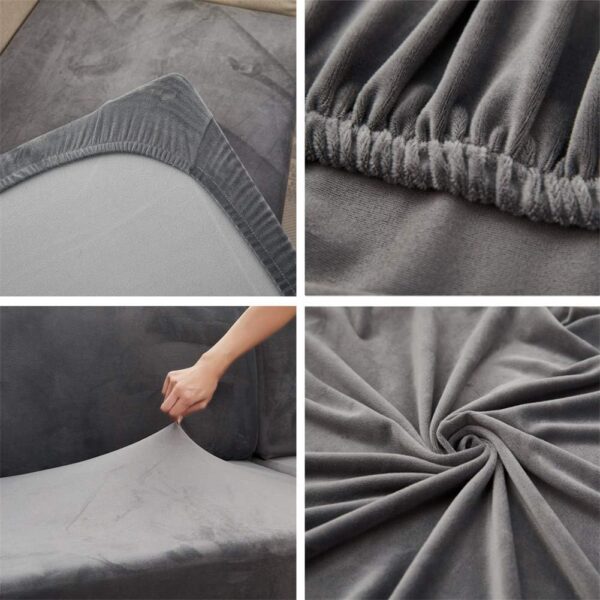 Sofa Seat Cushion Covers Velvet, Sofa Cushion Slipcovers Replacement, Couch Cushion Covers Thick Stretch for Individual Cushions (Gray,Chaise-seat) - Image 5