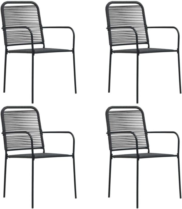 vidaXL Garden Dining Set 5 Piece Outdoor Patio Dinner Furniture Breakfast Table and Chair Desk Seating Seat Cotton Rope and Steel Black - Image 5