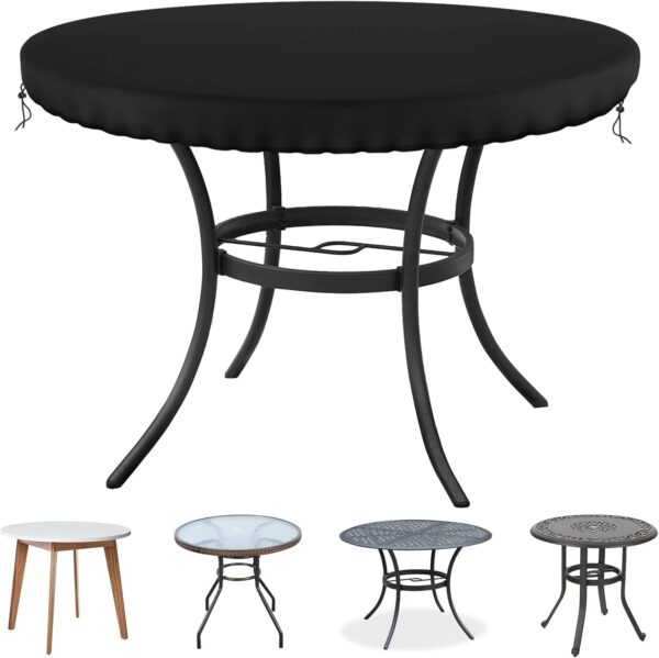 Garden Table Cover Round, Anti UV Garden Furniture Cover,Heavy Duty Rip Proof 600D Patio Set Cover,Wipe Clean Table Cover for Outdoor/Indoor Use, Waterpoof, Windproof, Round 78cm - Image 2