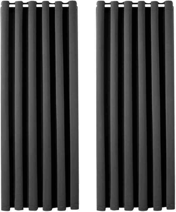 Blackout Curtains for Bedroom - Thermal Eyelet Grey Curtains Window Treatments Super Soft Ring Top Living Room Curtain & Drapes 2 Panels 46 x 54 inch Drop - Image 2