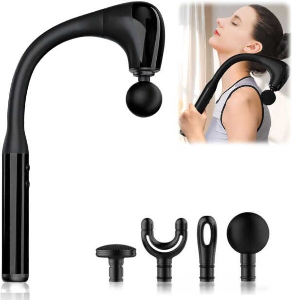 Massage Gun with U-Shaped Extension Handle, 10MM Massage Gun Deep Tissue with 4 Massage Heads & 5 Speed Levels for Home Office Workout Full Body Muscle Massage Relax, Gift for Men Women - Image 2