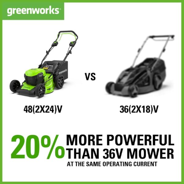 Greenworks G24X2LM41K2X Cordless Lawnmower for Lawns up to 220m², 41cm Cutting Width, 50L Bag PLUS Two 2 x 24V (48V equivalent) 2Ah Batteries and Twin Charger - Image 4