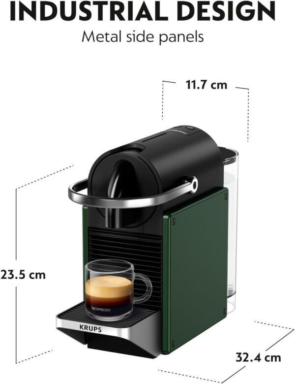 Nespresso Pixie Pod Coffee Machine, Compact Espresso Maker for Original Pods, 19-Bar High Pressure, Fast Heat-Up, Energy Saving, Auto Shut-Off, Recyclable Pods by Krups in Dark Green XN3063G0 - Image 3