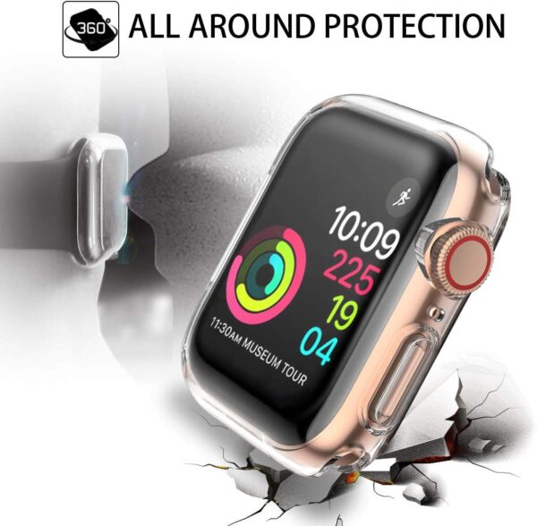 [2-Pack] Piuellia Transparent Case Compatible for Apple Watch Series 9 (Released in 2023) Series 8 Series 7 41mm Screen Protector, Soft TPU Anti-Drop HD Clear Overall Protective Cover for iWatch - Image 5
