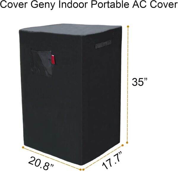 2 Pieces Indoor Portable Air Conditioner Cover, AC Unit Dustproof Storage Protection Cover for Mobile AC. Fits SereneLife 10000 BTU (SLPAC10) etc 20.8"Lx17.7"Wx35"H Black - Image 3