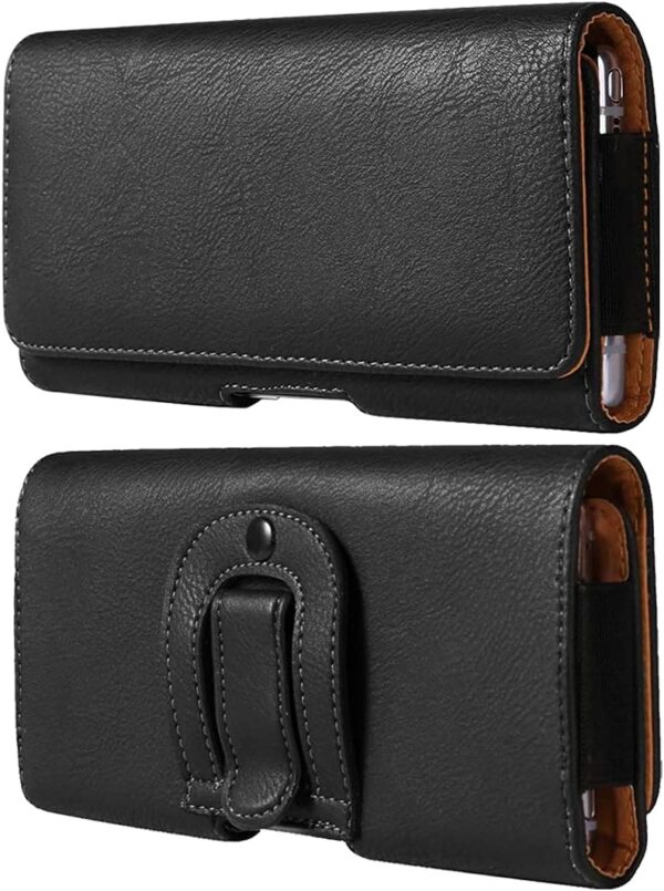 Extra Large Cell Phone Belt Clip Holster Case PU Leather Pouch Holder for Motorola Moto G Stylus 5G 2024 2022 G Play 2023, G Stylus 5G 2022 2021, Galaxy A14 A06 A05, BLU G93 G73 G63 F91 5G, LG Stylo 6 - Image 2