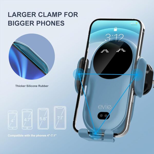 Car Phone Holder Wireless Charger with gift box, 15W Touch Auto-Clamping Dashbaord Phone Holder For Cars, For iphone 16 15 14 13 + Series, Samsung galaxy BLUE - Image 6