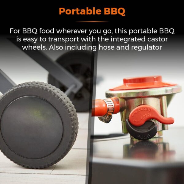 Tower T978522 Tourer Two Burner Gas BBQ, Portable Design, Porcelain Enamel Coated Steel Wire Grill, Grey - Image 8