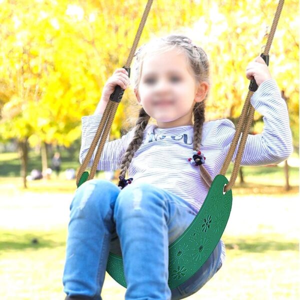 BeneLabel 2pcs Swing Seat, Kids Swing Soft Plastic Bucket Swing Indoor/Outdoor Child Tree Swing Board with High Back&Adjustable 130-200cm for 1-3 Years Toddler/Baby/Adult, Green Elephant&Flower/600lbs - Image 3