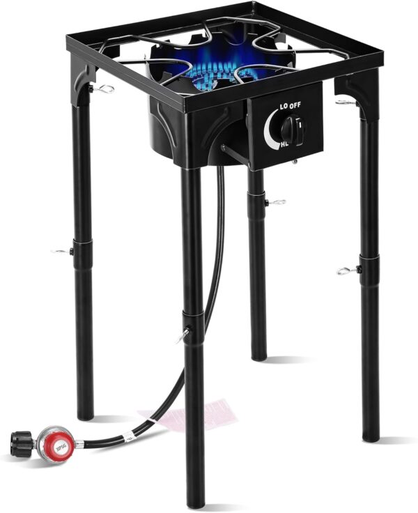 FSUON Outdoor Camping Stove, 130000 BTU, Propane Gas Cooker with Detachable Legs, High Pressure Single Burner, 30 PSI Regulator - Image 2
