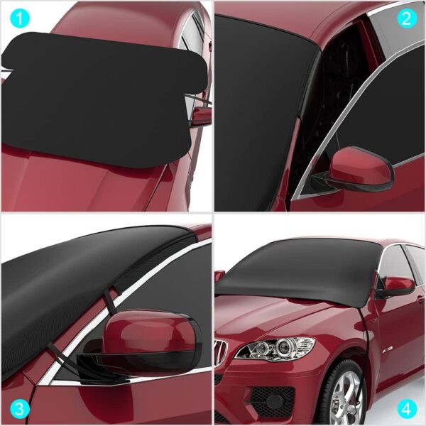 Car Windscreen Cover Frost Protector Car Windshield Cover Magnetic Snow Cover Windscreen Protector Resistant Snow Frost Ice Sun UV Dust Water, Fits Most Cars SUV, 175 * 120cm - Image 6