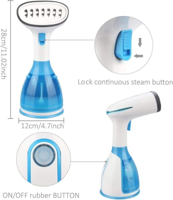 Cadrim Clothes Steamer, Handheld Garment Steamer 1500W 280ml Travel Steam Vertical Strong Steam Iron Auto Cut-Off Powerful For Home, Office & Travel - Image 4