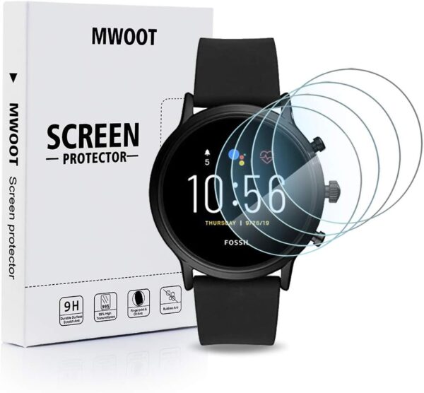 MWOOT 4-Pack Compatible with Fossil Gen 5 Men Carlyle Smartwatch Screen Protector Glass Tempered, 9H Hardness Scratch Resistant Protective Glass Film for Smartwatch Screen Protection - Image 2
