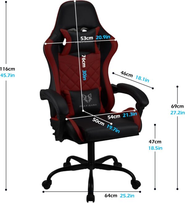 Gaming chair Office chair Swivel chair Computer chair Work chair Desk chair Ergonomic Chair Racing chair Leather chair Video game chairs (Red,lumbar pad) - Image 4