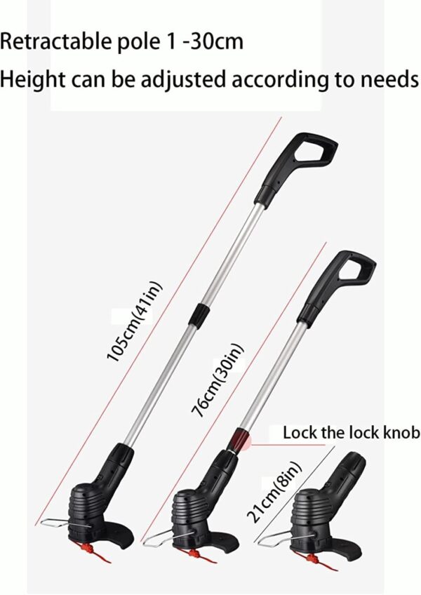 Electric Lawn Mower for Patio Garden, Portable Stretchable Cordless Lawnmower with Battery and Charger,Cordless Battery Powered Lawn Mower/Edger - Image 5