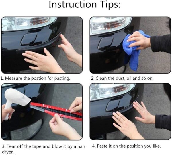 Youngine Universal Car Front Rear Corner Bumper Guard Protector Carbon Fiber Anti-collision Strip Sticker Anti-rub Edge Lip (Black) - Image 7