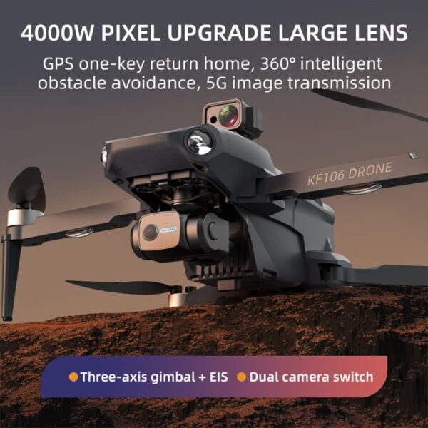 KF106 MAX Drone with Camera 4K HD, 360° Obstacle Avoidance, 3-Axis Gimbal, 22 Minutes Flight Time, GPS Follow Me, Smart Return, Professional Quadcopter, 3 Batteries - Image 5