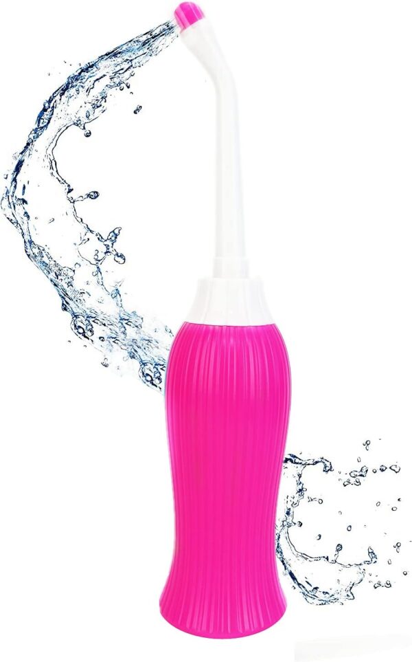 Latawon Portable Bidet Spray Handheld,450ML Water Capacity with 2pcsAngled Nozzle,Personal Bidet Sprayer for Ass Washing,Personal Hygiene Bathroom Aid,Pregnant Cleansing, Postpartum Clean, Pink - Image 3