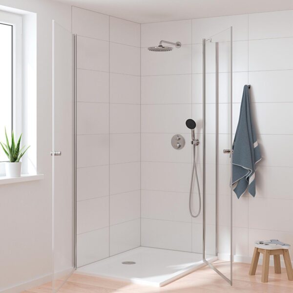 GROHE Precision Round - Concealed Shower System with 2 Outlets Thermostat (25 cm Round Head Shower 1 Spray, 11 cm Round Hand Shower 2 Sprays, Shower Hose 1.5 m, Circular Trim), Chrome, 34883000 - Image 8