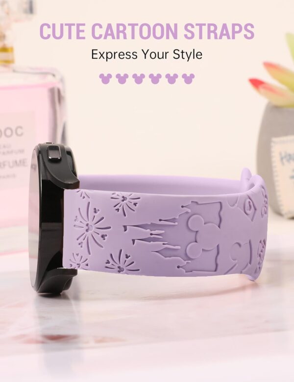Cartoon Engraved Straps Compatible with Samsung Galaxy Watch 6/7/4/5/Active 2 40mm 44mm Women, 20mm Silicone Sport for Watch 6 Classic 43mm 47m/Watch 5 Pro 45mm/Active 2/Watch 3 41mm/Watch FE - Image 6