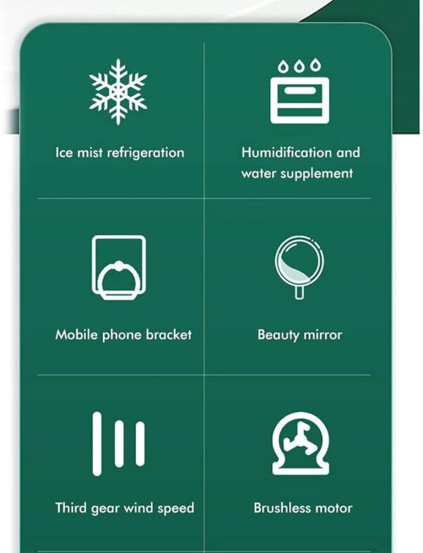 Portable Air Cooler, 150ML Mini Conditioner Fan 4000mAh Water-Cooled Cooler 4 in 1 Personal Humidifier with USB, 2400 mah, 3 Wind Speeds for Bedroom Home Office Outdoor Usage-White - Image 9