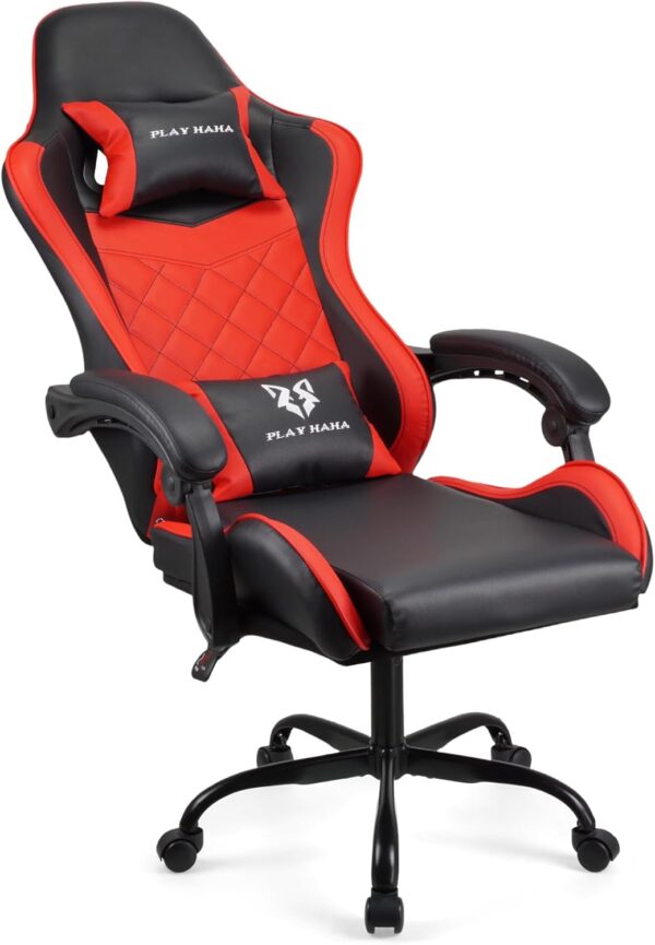 Gaming chair Office chair Swivel chair Computer chair Work chair Desk chair Ergonomic Chair Racing chair Leather chair Video game chairs (Red,lumbar pad) - Image 15