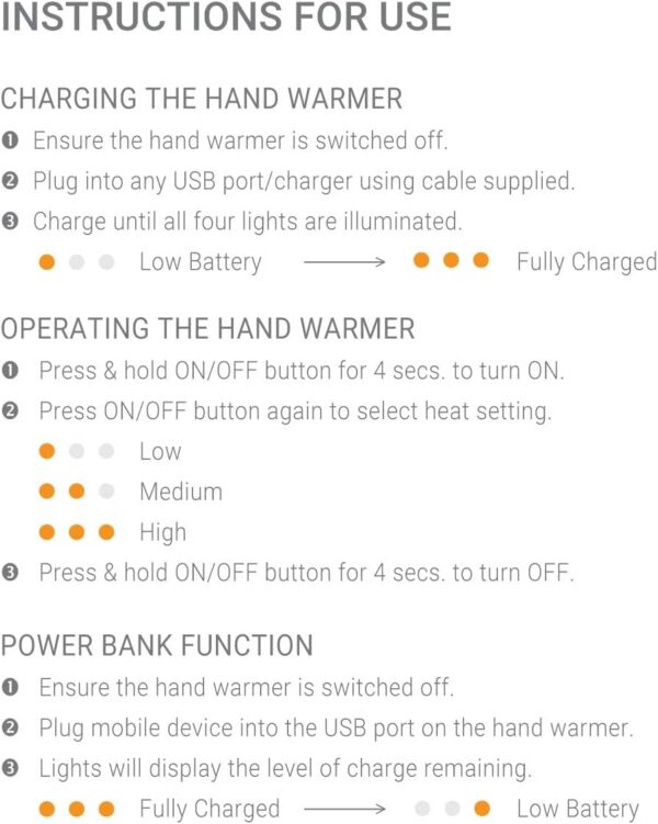 Lifesystems Rechargeable Twin-Pack Dual-Palm Hand Warmers With Power Bank Functionality, USB & USB C 2x 5,000 mAh Batteries, 3 Heat Settings, Up To 9 Hours Heat - Image 9