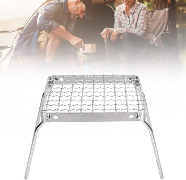 Serlium Portable Campfire Grill, Mini Folding Stainless Steel Camping Grill for Outdoor, Silver - Image 8