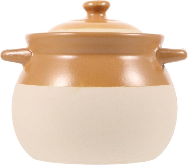 ABOOFAN Clay Casserole Pot 2 Ceramic Stockpot Retro Stew Cooking Pot Vintage Soup Pot with Lid and Handle Kitchen Deep Stoneware - Image 2