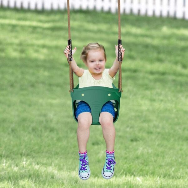 BeneLabel 2pcs Swing Seat, Kids Swing Soft Plastic Bucket Swing Indoor/Outdoor Child Tree Swing Board with High Back&Adjustable 130-200cm for 1-3 Years Toddler/Baby/Adult, Green Elephant&Flower/600lbs - Image 4