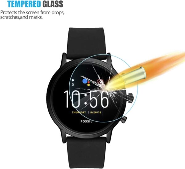MWOOT 4-Pack Compatible with Fossil Gen 5 Men Carlyle Smartwatch Screen Protector Glass Tempered, 9H Hardness Scratch Resistant Protective Glass Film for Smartwatch Screen Protection - Image 6