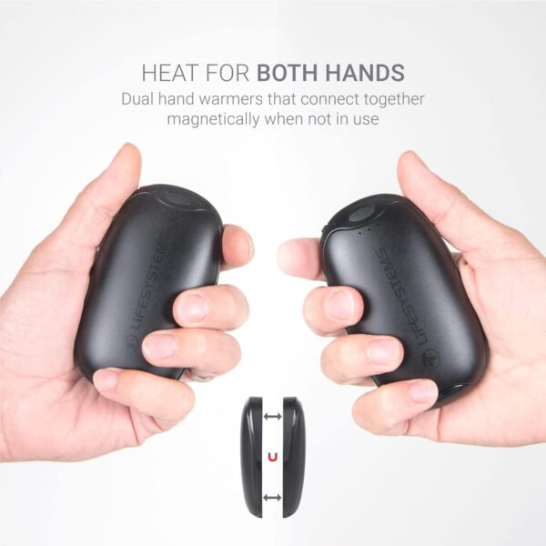 Lifesystems Rechargeable Twin-Pack Dual-Palm Hand Warmers With Power Bank Functionality, USB & USB C 2x 5,000 mAh Batteries, 3 Heat Settings, Up To 9 Hours Heat - Image 4