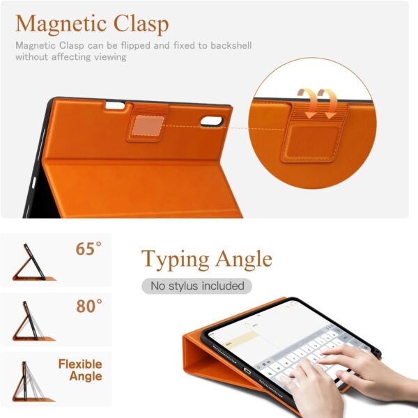 Antbox Case for iPad Air 11 inch M3 (2025) / M2 (2024), iPad Air 5th/4th Generation 10.9" Case 2022/2020 with Typing Angle Pencil Holder Auto Sleep/Wake Function Stand Cover (Orange) - Image 4
