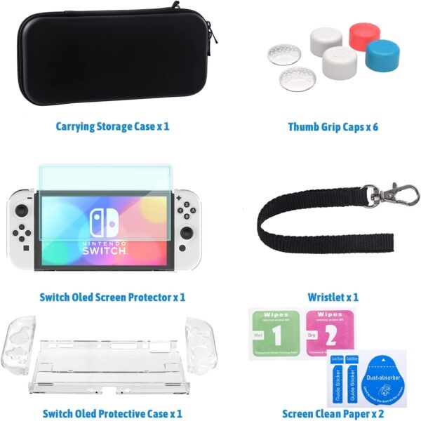 Teyomi Carrying Case Compatible with Nintendo Switch OLED Model 2021, Nintendo Switch Accessory Bundle with Case, Protective Film, Transparent Case for Nintendo Switch OLED, Case for Joy-Con Handle - Image 4