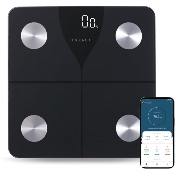 Exzact Smart Body Scale/Digital Bathroom Scale - Smart Phone iOS & Android Bluetooth - Capacity: 180 kgs - Body Fat - kgs/stones/lbs - Electronic Weighing Scale - Image 2