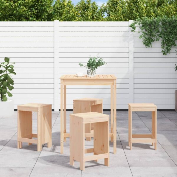5 Piece Solid Wood Pine Garden Bar Set Outdoor Patio Furniture Choice - Image 2
