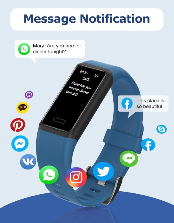 Fitness Tracker with Heart Rate Sleep Monitor Step/Calories Counter,IP68 Waterproof Fitness Watch with Pedometer for Women Men,SMS/SNS/Phone Call Notification for Android iOS Smartphones - Image 7