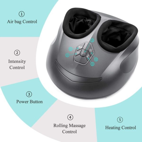 Foot Massager Machine - Shiatsu Electric Heat Kneading Massage with Rolling & Air Compression for Home & Office - Men & Women - Image 7