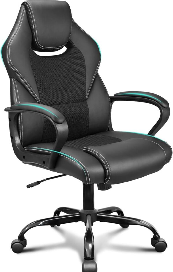 Office Chair, Ergonomic Computer Chair for Home Gaming Business, Adjustable Height Durable Comfy Executive Chairs, 150kg Black - Image 2