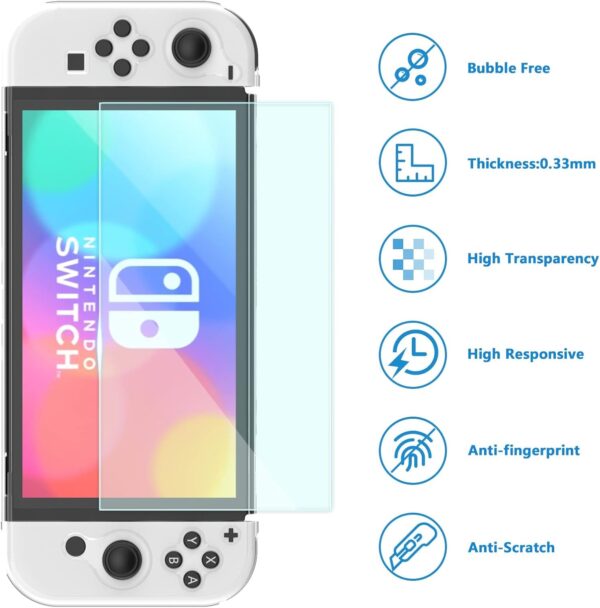 Teyomi Carrying Case Compatible with Nintendo Switch OLED Model 2021, Nintendo Switch Accessory Bundle with Case, Protective Film, Transparent Case for Nintendo Switch OLED, Case for Joy-Con Handle - Image 10