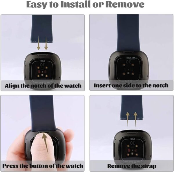 Mualady Straps Compatible with Fitbit Versa 4/Fitbit Versa 3/Fitbit Sense,Breathable Silicone Sport Replacement Wristbands for Fitbit Versa 3 for Women & Men - Image 4