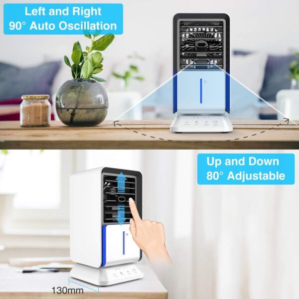 Personal Air Cooler, Infray Portable Oscillating Air Conditioner Desk Fan Mini Evaporative Cooler, Mist Humidifier, Air Circulator Desktop Space Cooler with Timer Function for Home Office Bedroom - Image 5
