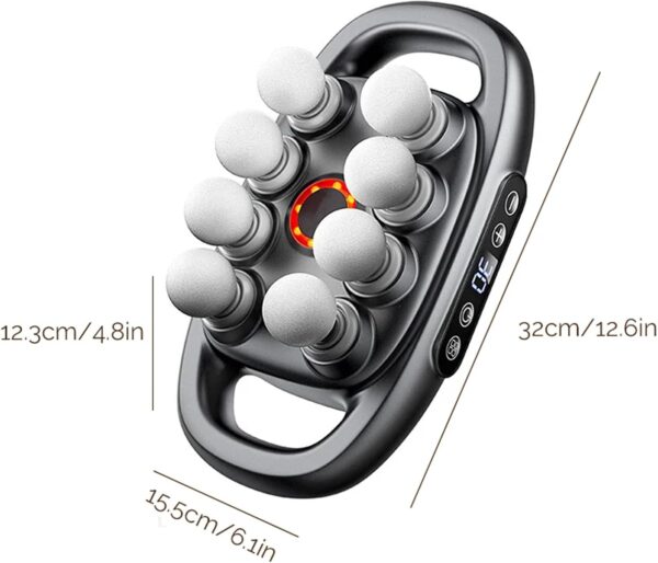 8 Head Massage Gun Deep Tissue, 16-Drive 8-Head Massage Gun, 3D Kneading Massager with 30 Levels 3 Modes & Red Light, Deep Tissue Back Massagers, Electric Massager Tool for Legs, Waist, Back, Buttocks - Image 8