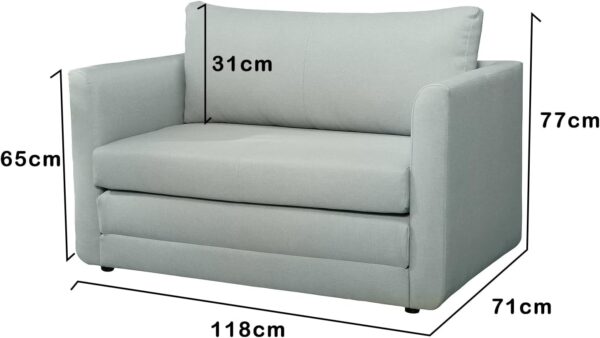 mymai 2-Seater Sofa Bed with Sleep Function, Dark Grey Sofa Bed with Linen Cover, Modern Comfort for Living Room and Bedroom, Maximum Load 240 kg (Light Grey) - Image 3