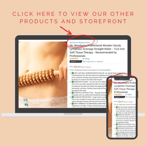 Wood Roller Massager for Body - 15.6 inch Lymphatic Drainage Manual Massage Tools for Sculpting, Muscle Shaping, Celulite Remover - Wooden Massage Tool for Manual Maderotherapy - Image 7